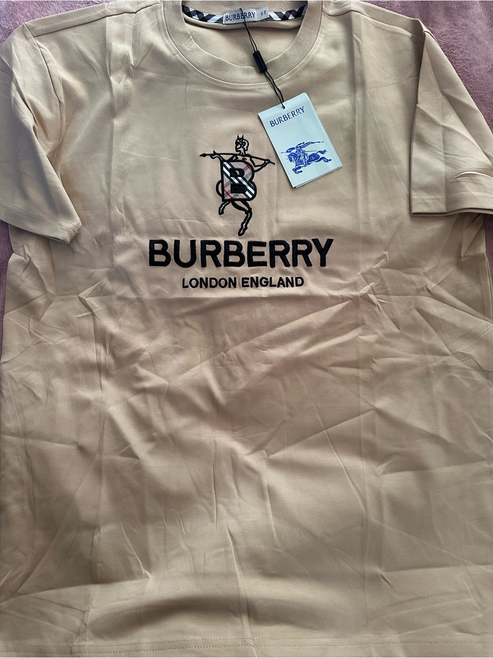 Burberry Beige Short-Sleeve Logo Tee